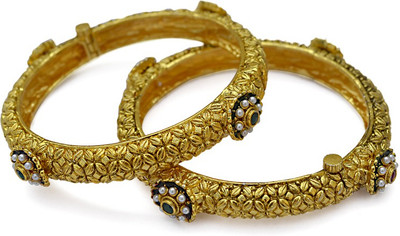 25% OFF on Jewelfin Classy Alloy Rhodium Plated Bangle Set Pack of 2