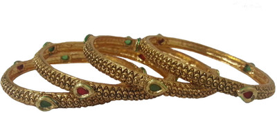39% OFF on Aishwarya Design Studio Brass, Copper 18K Yellow Gold Plated Bangle Set Pack of 4