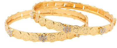 59% OFF on Utsokt Aus Dia Alloy Yellow Gold Plated Bangle Set Pack of 2