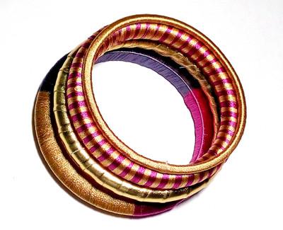 38% OFF on Laron Handicrafts Golden Mix Threaded Silk Dori Bangle Set Pack of 4