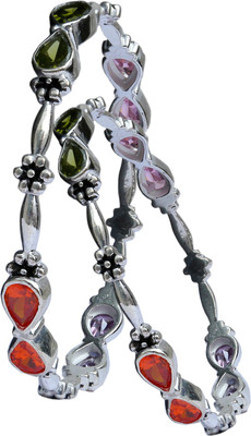 Aman Designer Fashionable Sterling Silver Bangle Set Pack of 2 Aman Designer Fashionable Sterling Silver Bangle Set Pack of 2