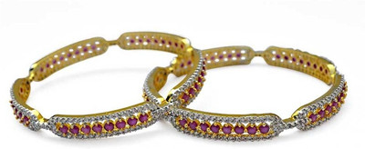 11% OFF on Jewelfin Stylist Alloy Rhodium Plated Bangle Set Pack of 2