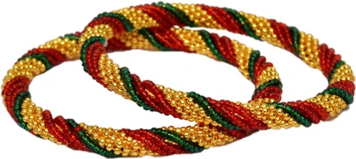 47% OFF on Pourni Multi Colored Bids -24 Brass Brass Plated Bangle Set Pack of 2