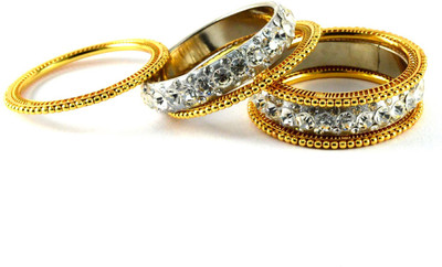 20% OFF on Vidhya Kangan White Brass Crystal Rhodium Plated Bangle Set Pack of 6