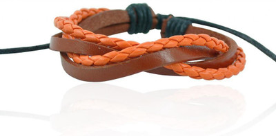62% OFF on Alphaman Brown And Orange Tied Together Leather Bracelet