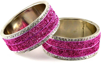 11% OFF on Vidhya Kangan Pink Brass Crystal Rhodium Plated Bangle Set Pack of 2