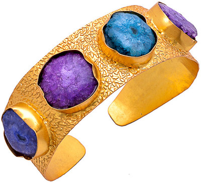 60% OFF on Sagun Brass Agate Rhodium Plated Cuff