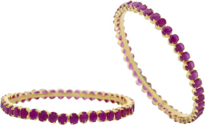 80% OFF on Prisha Fashion Women Alloy 18K Yellow Gold Plated Bangle Set Pack of 2