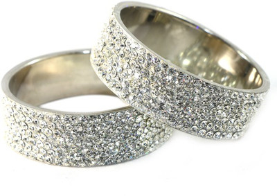 The Fine World Traditional Brass Zircon Yellow Gold Plated Kada Pack of 2