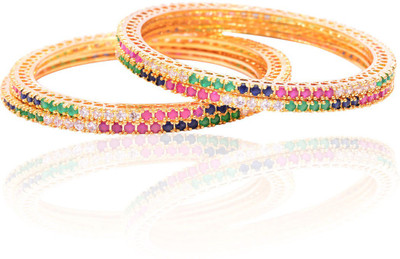 44% OFF on Rubera Elegant Alloy Cubic Zirconia Bangle Set Pack of 2