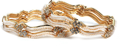 Bindhani Just Like Diamonds Alloy Cubic Zirconia 22K White Gold Plated Bangle Set Pack of 4 Bindhani Just Like Diamonds Alloy Cubic Zirconia 22K White Gold Plated Bangle Set Pack of 4