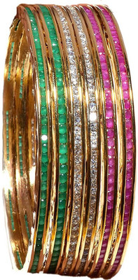 51% OFF on Jewar Mandi Latest Jewellery Alloy Cubic Zirconia Rhodium Plated Bangle Set Pack of 6