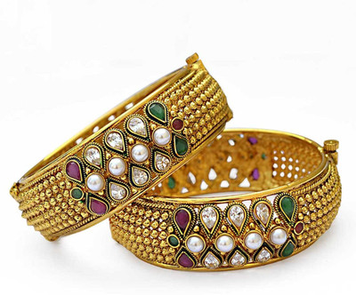 20% OFF on Jewelfin Metallic Beaded Design Alloy Rhodium Plated Bracelet Set Pack of 2