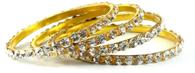 16% OFF on Vidhya Kangan White Brass Crystal Rhodium Plated Bangle Set Pack of 4