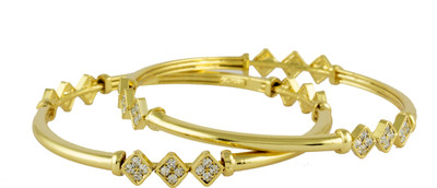 64% OFF on Tanya Fashion Jewelry Beautiful Gold Metal Crystal Bangle Set Pack of 2
