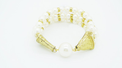 Confusionfa Layered Pearl Metal Bracelet