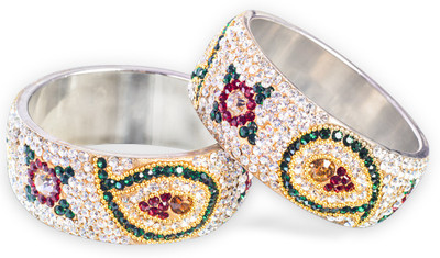 25% OFF on Ijuels Ethnic Bridal Alloy, Lac Cubic Zirconia Bangle Set Pack of 2