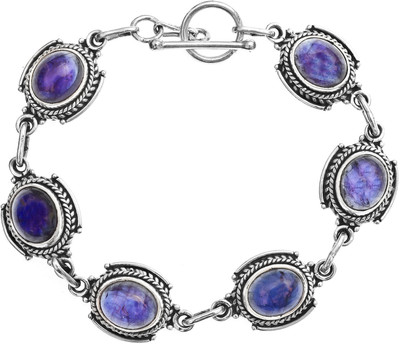 Exotic India Designer Sterling Silver Amethyst Bracelet