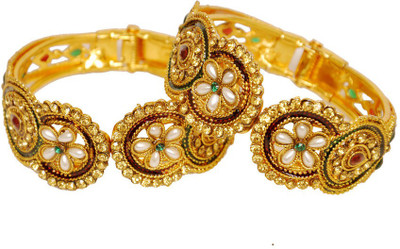 86% OFF on Belenteno Gold color plated Alloy Bangle Set Pack of 2