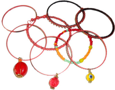 34% OFF on Beadworks Awesome Beaded And Rhinestone Alloy, Brass, Glass Bangle Set Pack of 8