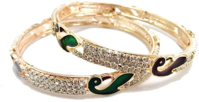 50% OFF on Aria Alloy Enamel Plated 18 Bangle Set Pack of 2