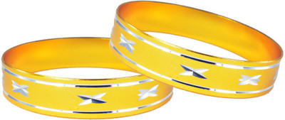 20% OFF on Antiformal Scintillating Sunset of Gold Brass, Metal Bangle Set Pack of 2