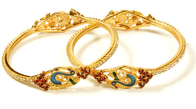 55% OFF on Jewbang Peacock Style Alloy Brass Plated Bangle Set Pack of 2 55% OFF on Jewbang Peacock Style Alloy Brass Plated Bangle Set Pack of 2