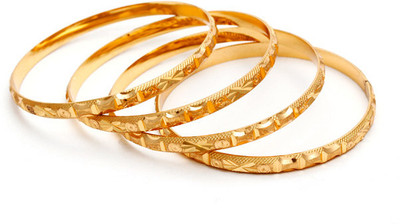 58% OFF on Ethnic Jewels Brass 14K Yellow Gold Plated Bangle Set Pack of 4
