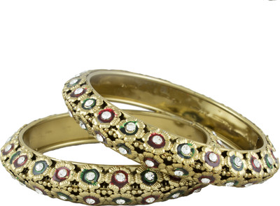 74% OFF on R18Jewels-Fashion&U Gorgeous Floral Metal Bangle Set Pack of 2