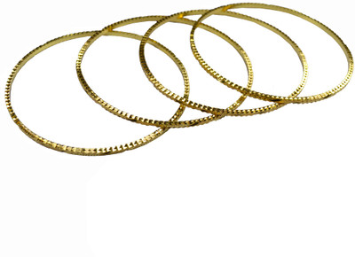 49% OFF on Pearl Paradise Fancy Cut Alloy Yellow Gold Plated Bangle Set Pack of 4