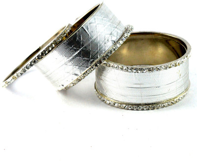 16% OFF on Vidhya Kangan Silver Brass Crystal Rhodium Plated Bangle Set Pack of 6