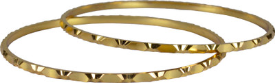 74% OFF on Pearl Paradise Blinking Alloy Yellow Gold Plated Bangle Set Pack of 2