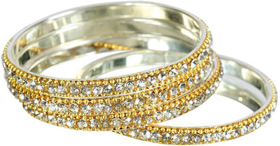 60% OFF on Absolute Shringaar Ccgs2 Brass Rhodium Plated Bangle Set Pack of 4