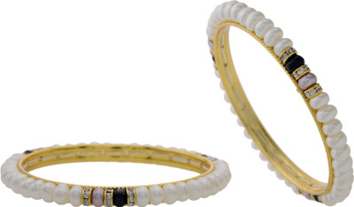61% OFF on Hyderabad Jewels Alloy, Silver Pearl Rhodium Plated Bangle Set Pack of 2