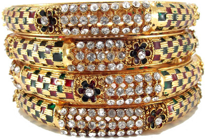 50% OFF on Aria l23350 Alloy Cubic Zirconia 18K Rose Gold Plated 18 Bangle Set Pack of 4