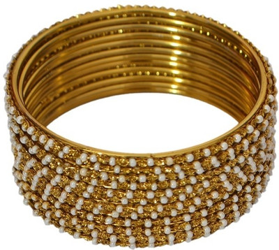 48% OFF on Pourni Pourni pearl and Mehndi color 12 bangles-ABP62 12 pcs Brass Pearl Brass Plated 8 Bangle Set Pack of 12