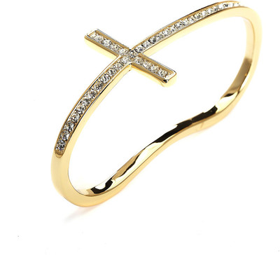 14% OFF on Blinglane Cross Palm Copper Yellow Gold Plated Bangle