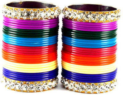 9% OFF on Vidhya Kangan Multicolor Brass Crystal Rhodium Plated Bangle Set Pack of 60