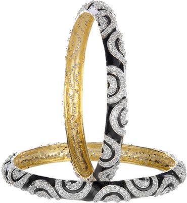 45% OFF on Treasure Trove Embellished Silver, Alloy Diamond Bangle Set Pack of 2