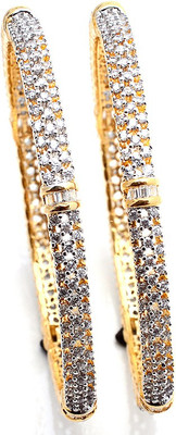 52% OFF on Jewar Mandi Latest Jewellery Alloy Cubic Zirconia Rhodium Plated Bangle Set Pack of 2