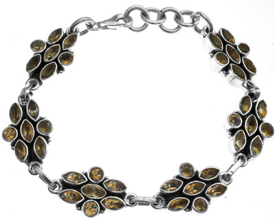 Exotic India Faceted Sterling Silver Citrine Bracelet