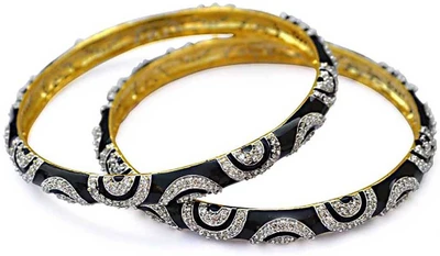 20% OFF on Jewelfin Diva'S Choice Alloy Rhodium Plated Bangle Set Pack of 2