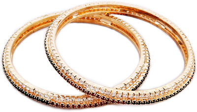 60% OFF on Aura Collection Alloy Crystal Brass Plated 8 Bangle Set Pack of 2