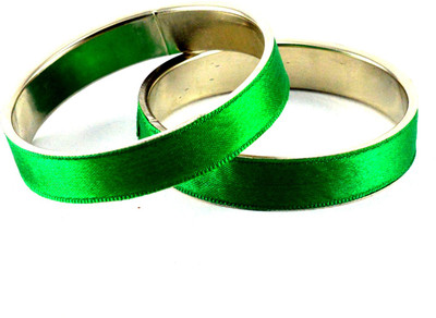 28% OFF on Vidhya Kangan Green Brass Rhodium Plated Bangle Set Pack of 2