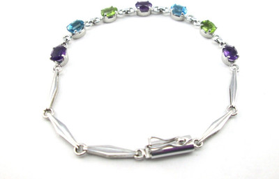 7% OFF on IndiaGem Daliy Dose Silver Garnet, Citrine 900 Silver Plated Bracelet