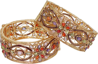 54% OFF on Anjan Marvellous Designer Golden Alloy Bangle Set Pack of 2