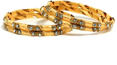 Bindhani Floral Alloy 10K White Gold Plated Bangle Set Pack of 4