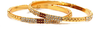 20% OFF on Bindhani Gold Plated Brass Cubic Zirconia, Crystal Yellow Gold Plated Bangle Set Pack of 2
