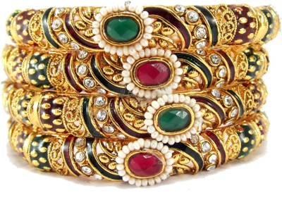 40% OFF on Aria Alloy Cubic Zirconia 18K Rose Gold Plated 18 Bangle Set Pack of 4