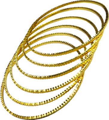 59% OFF on Pearl Paradise Shiny Finish Alloy Yellow Gold Plated Bangle Set Pack of 6